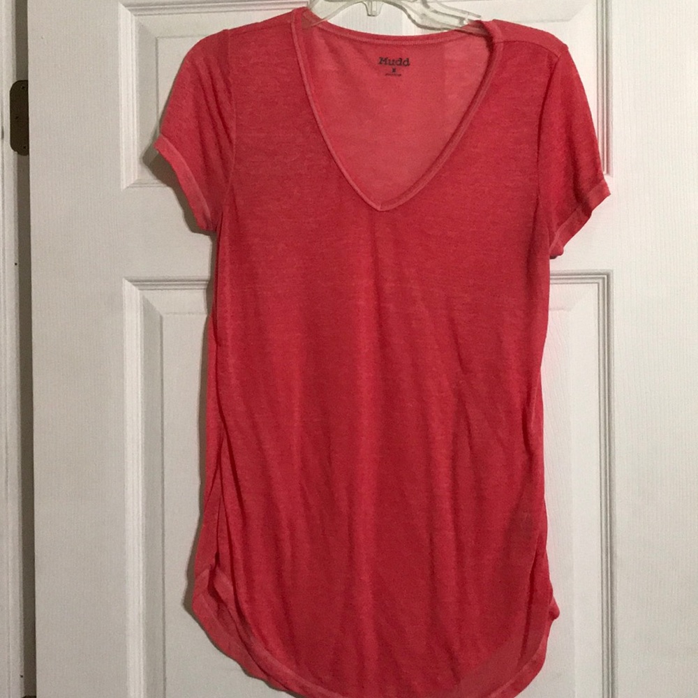 Reddish pink v-neck